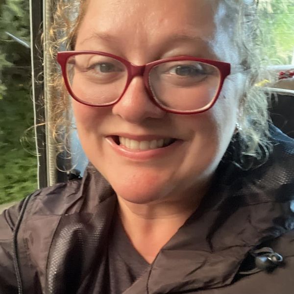 Smiling woman wearing glasses