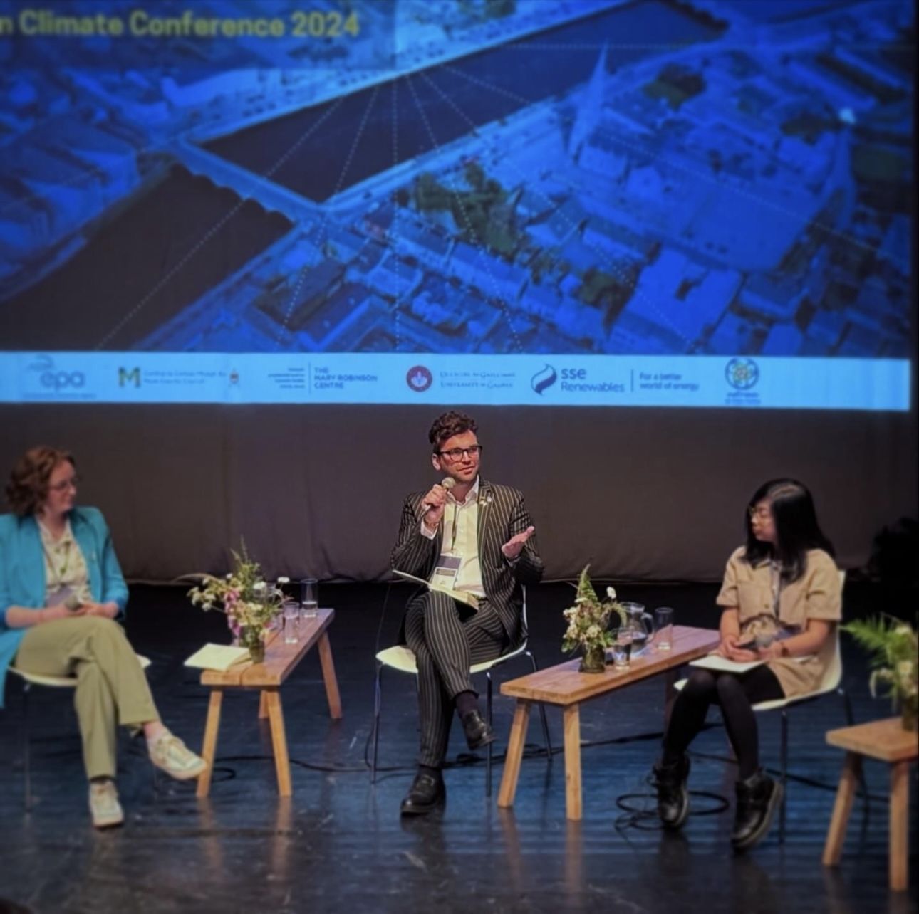 Luke presenting at the Mary Robinson Climate Conference 