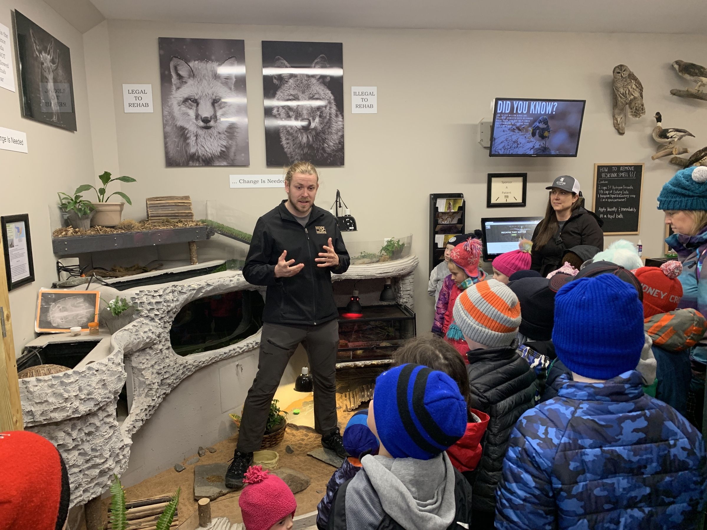 Luke educating the public about wildlife conservation and rehabilitation at Hope for Wildlife.