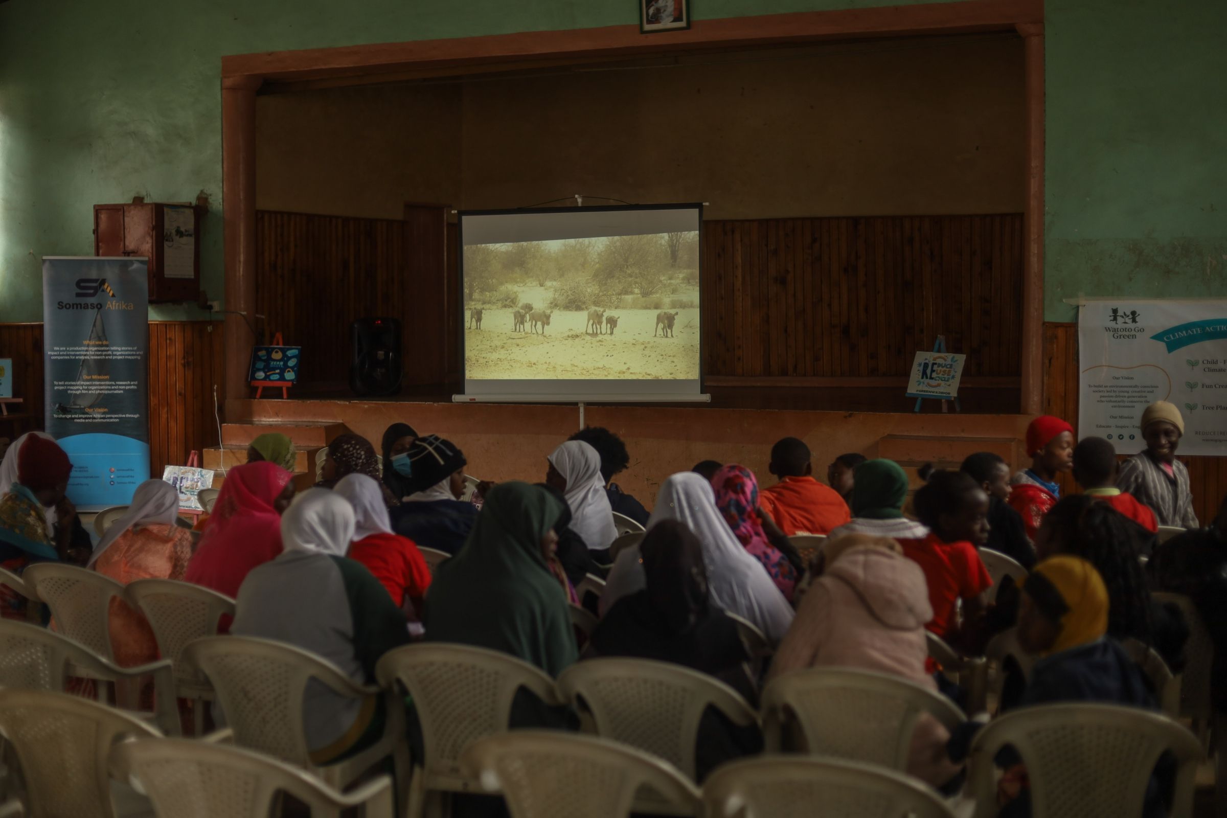 Students are educated through a  documentary screening about the effects of pollution of Lake Victoria in Kisumu.