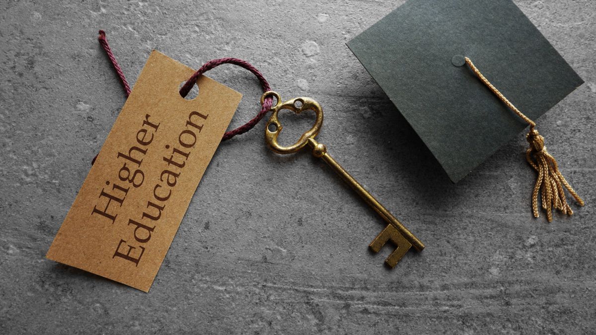 Higher Education key tag with graduation cap