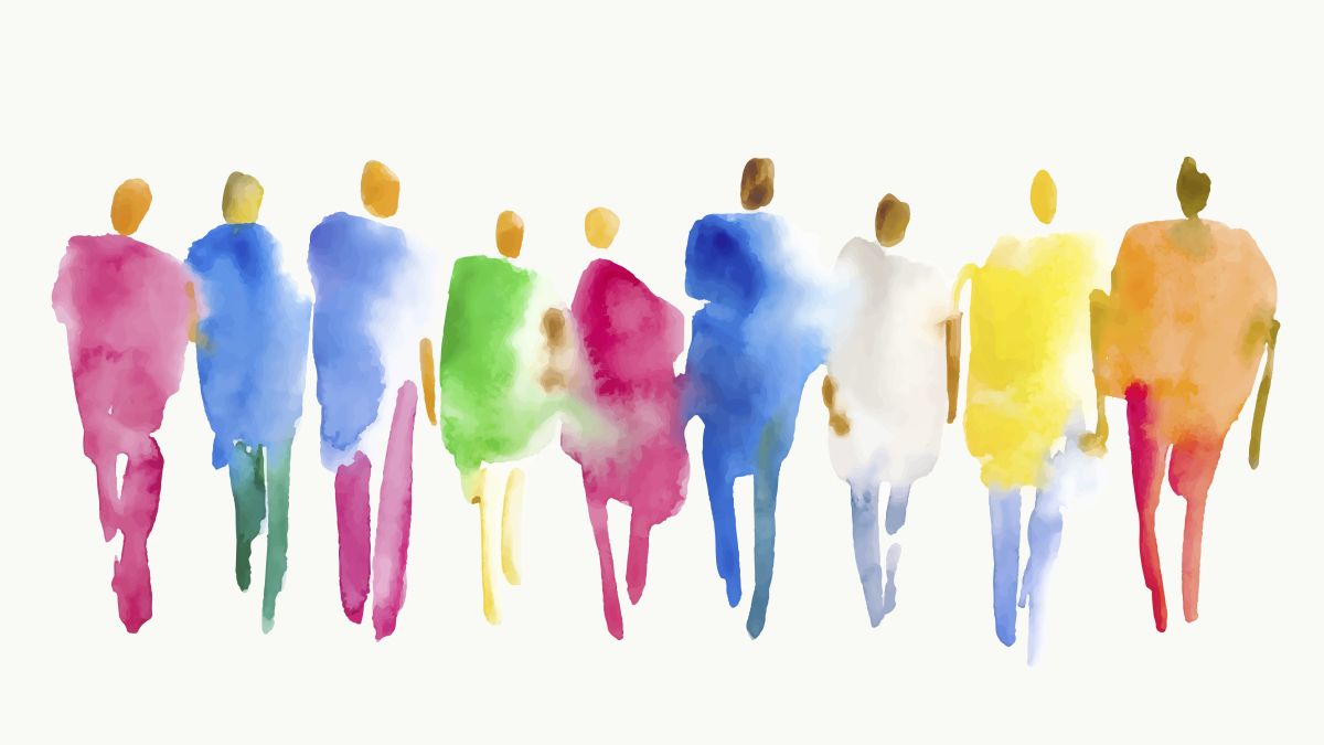 illustration of colorful people in a row