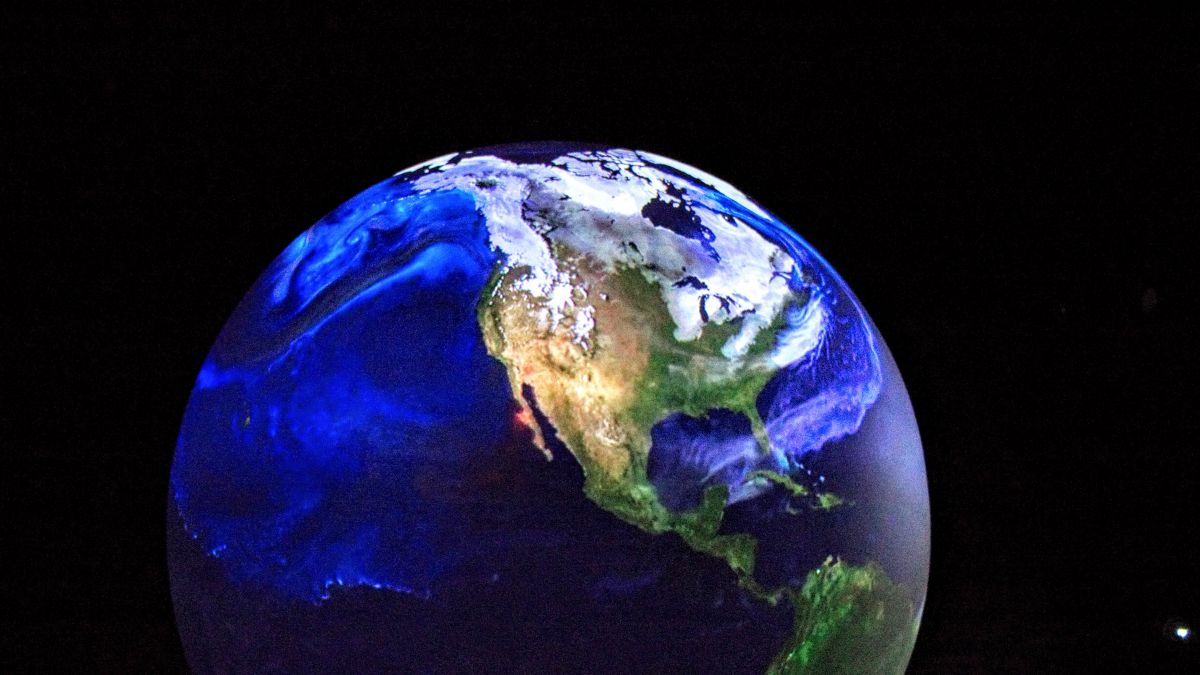 globe on black background