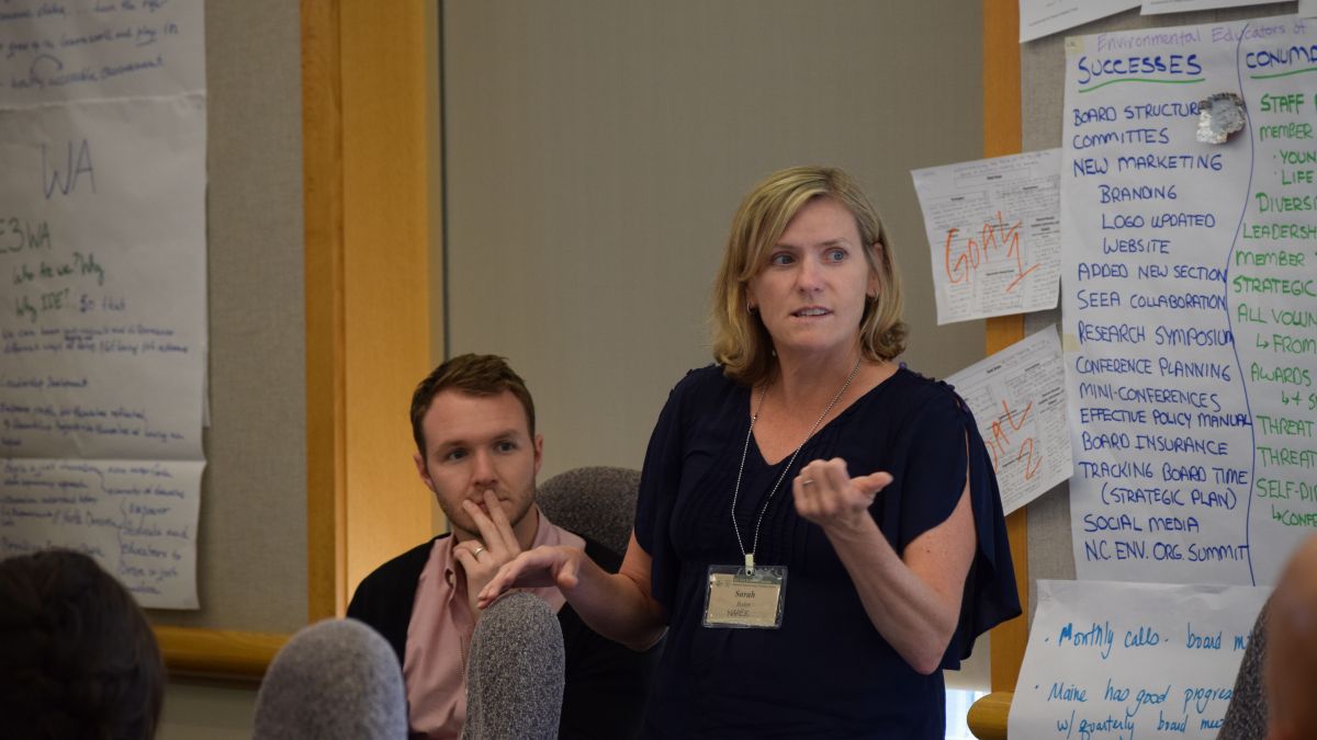Sarah Bodor and Drew Price presenting at ee360 meeting