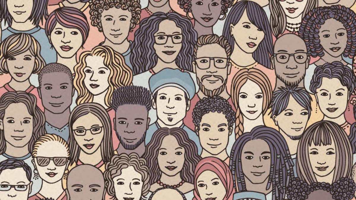 illustration of many multi ethnic people