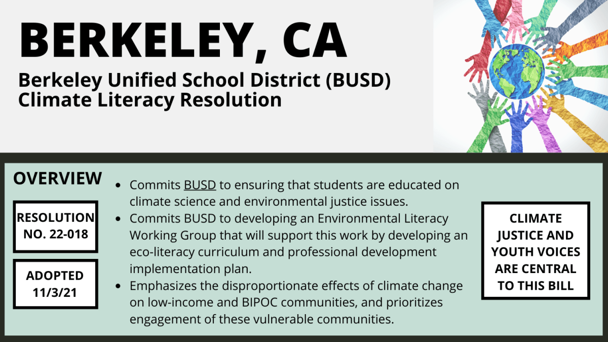Berkeley Unified School District Climate Literacy Resolution