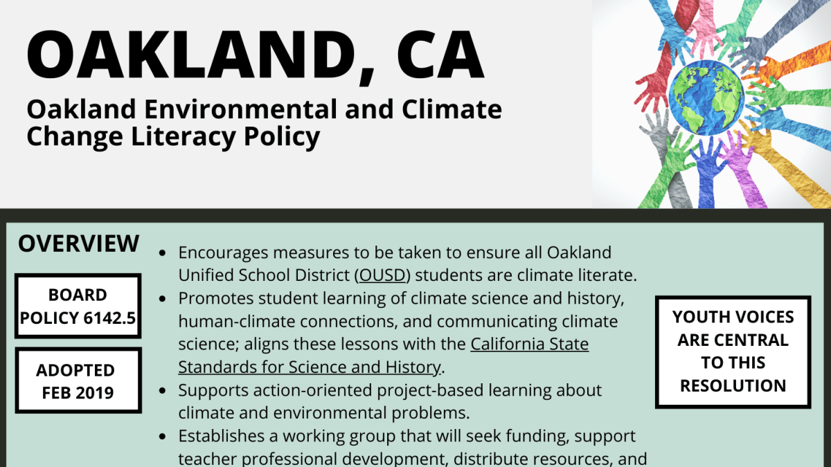 Oakland Environmental and Climate Change Literacy Resolution