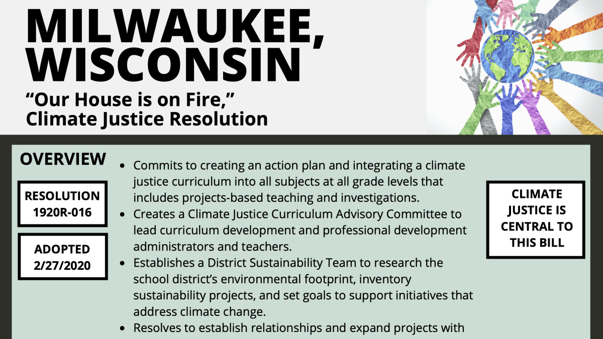 Milwaukee “Our House is on Fire,” Climate Justice Resolution