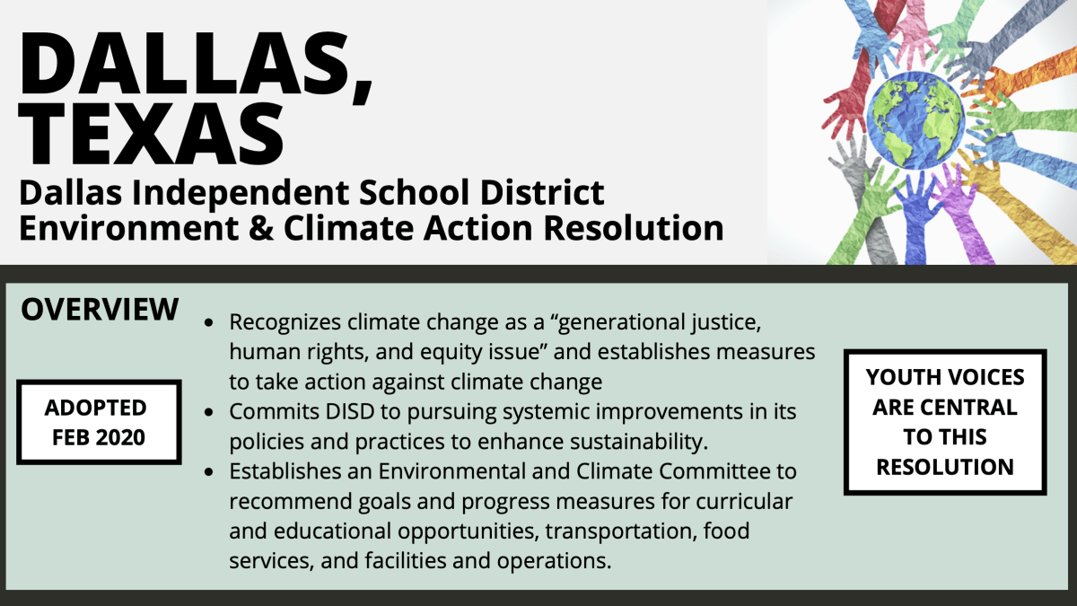 Dallas Independent School District Environment & Climate Action Resolution