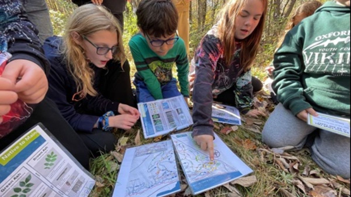 Pictured: Fifth-grade students from MSAD 17 observed ash trees as part of their STEM lessons at Roberts Farm Experiential Learning.