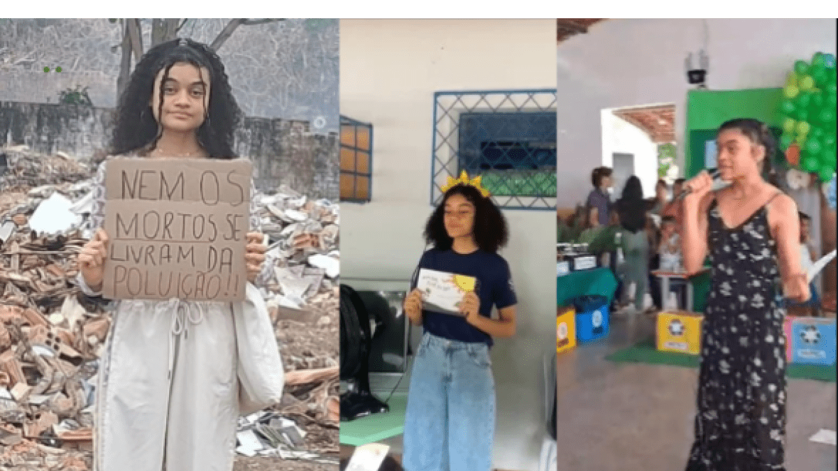 A series of three photos with different environmental actions happening in each