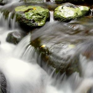 Stream flowing in motion over rocks