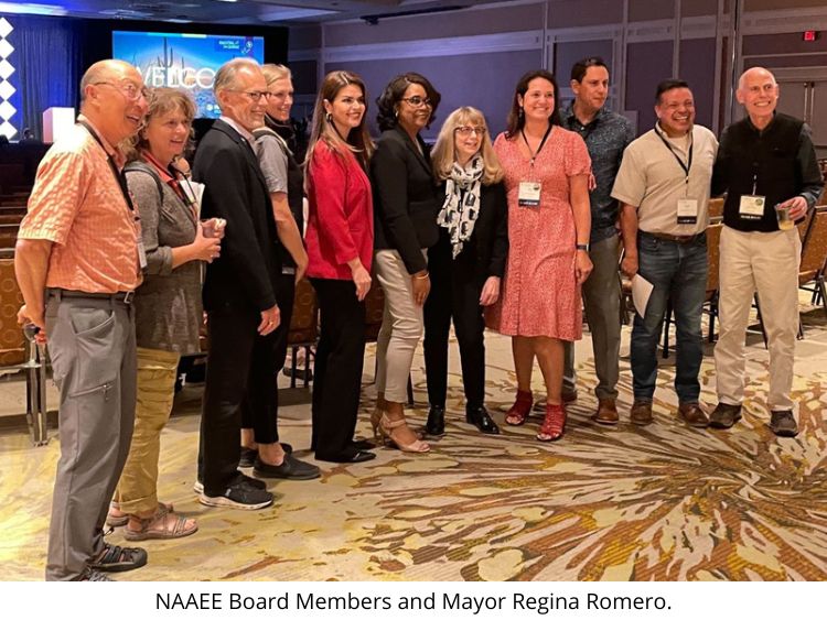 NAAEE board members, Judy Braus, Mayor Regina Romero, Kim Noble stop for a photo opportunity at NAAEE 2022.
