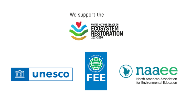 UN Decade on Ecosystem Restoration Challenge partner logos: FEE, NAAEE, UNESCO