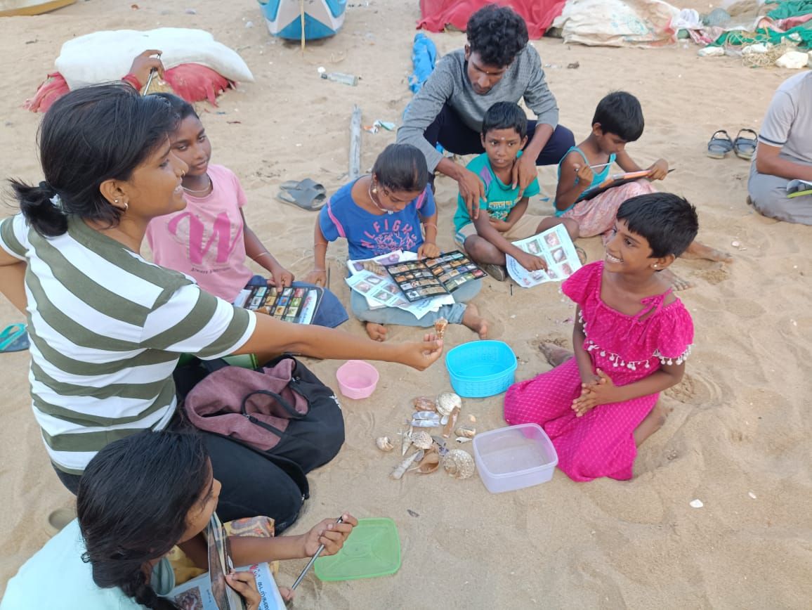 Working with children from the fisher community in Chennai.