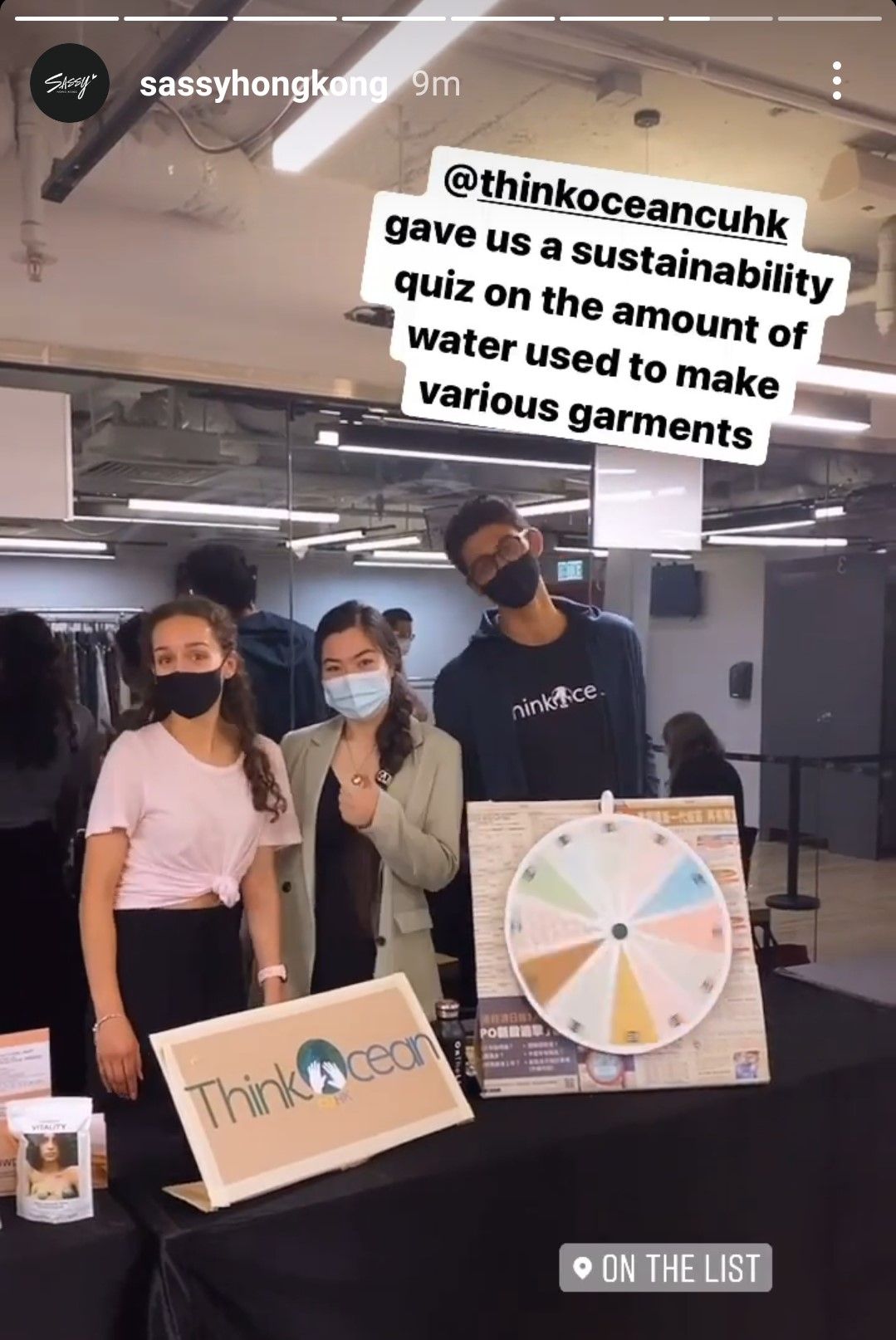Serag and his team put together an educational booth during a second-hand clothes pop-up on the environmental impact of garments. Credit: Sassy Hong Kong.