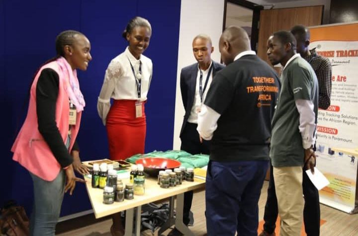 Wendy Omanga showcasing bamboo products at World Bank event. Credit: Moonlight Initiative ltd. 