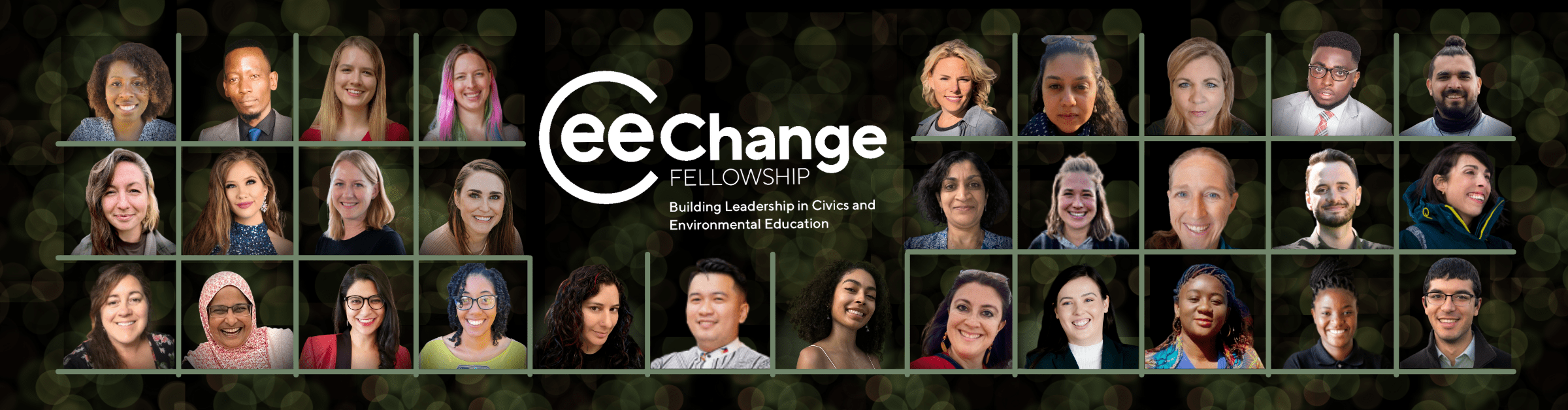 Thirty smiling faces represent the 2023 CEE-Change Fellowship.