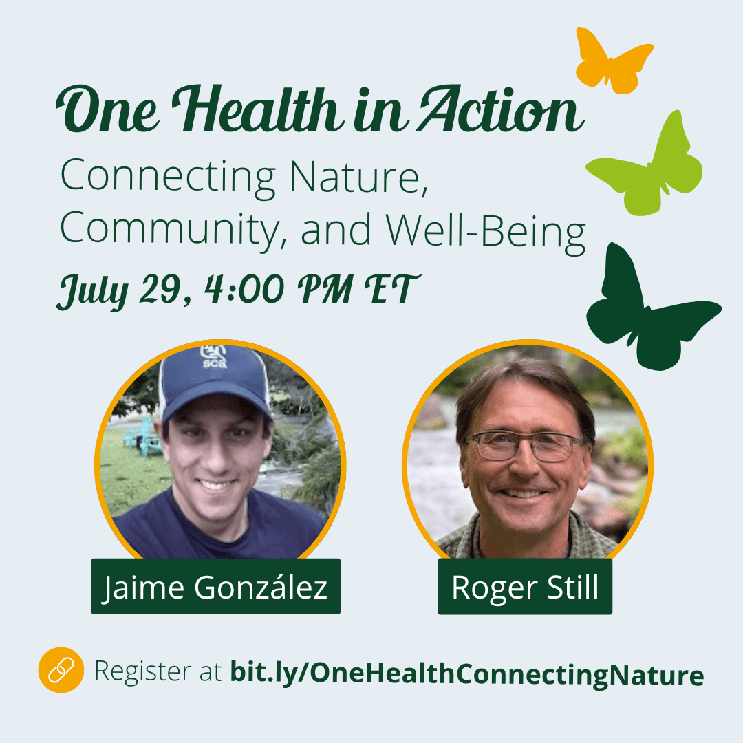 One Health in Action promo graphic, with photos of guest speakers