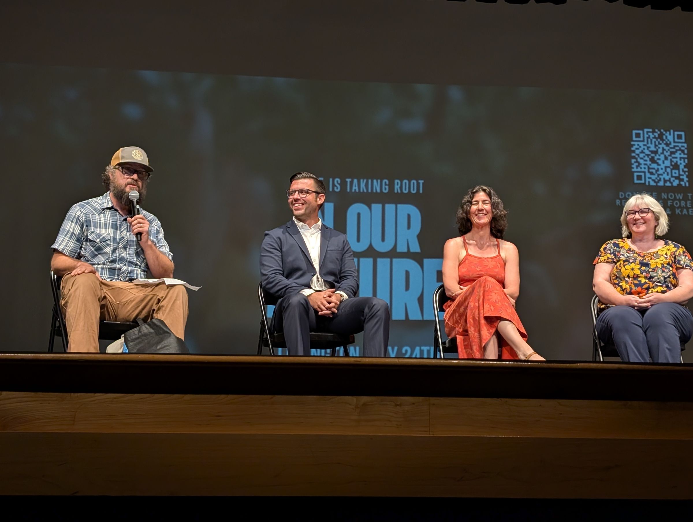 Panel of In Our Nature participants are interviewed on stage at the film's Lexington premier