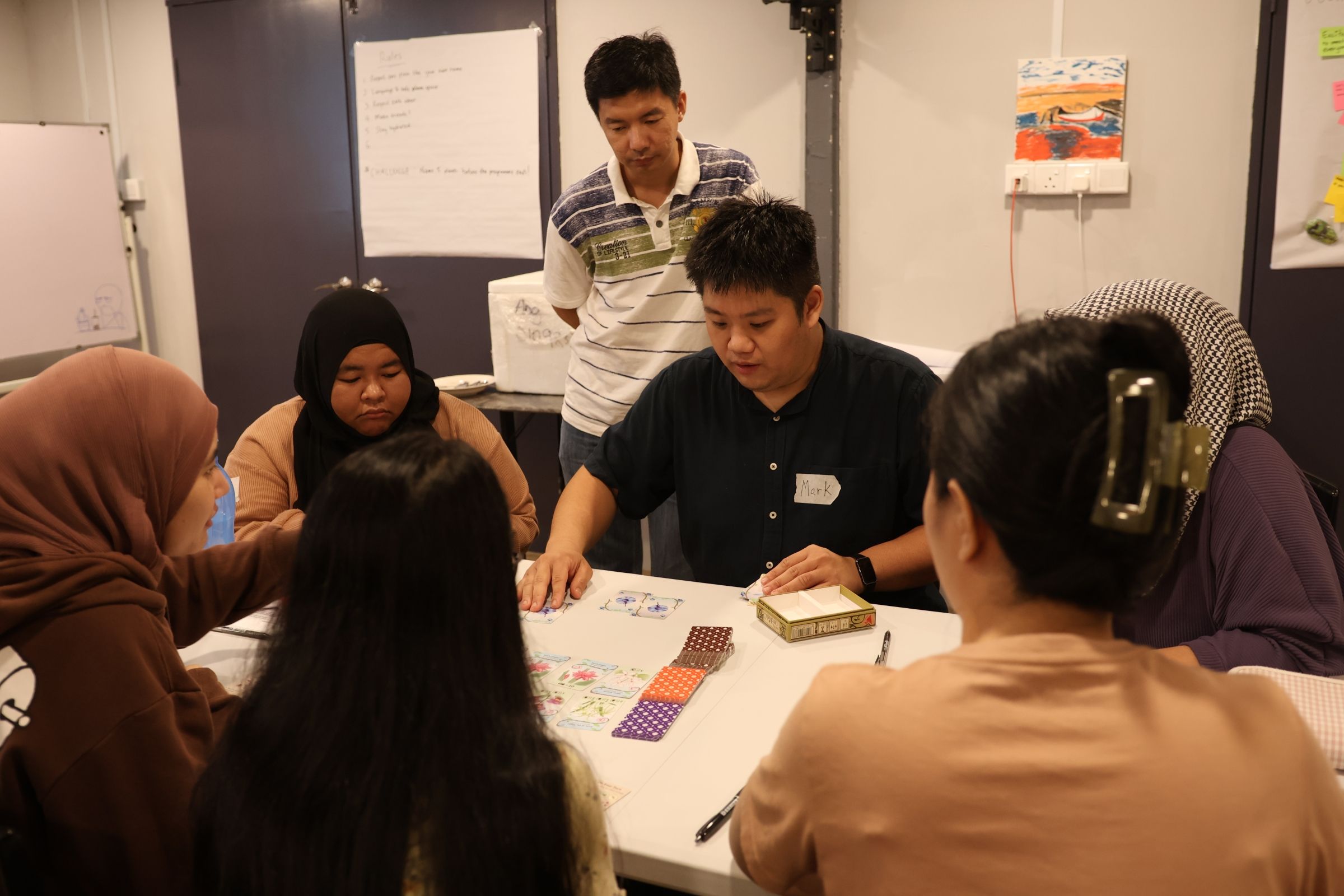 A group of students playing a game.